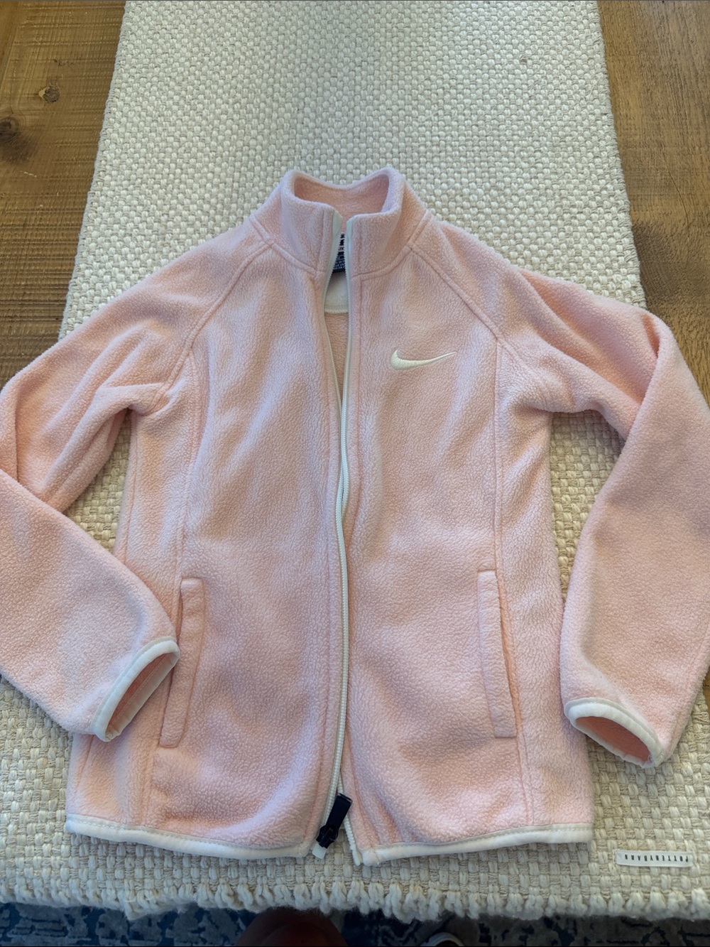 Nike Pink Full-Zip Kids Fleece Jacket with White Trim